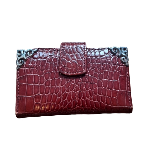 Brighton Handbags - Brighton Red/ Silver Bi Fold Snap Animal Print Wallet